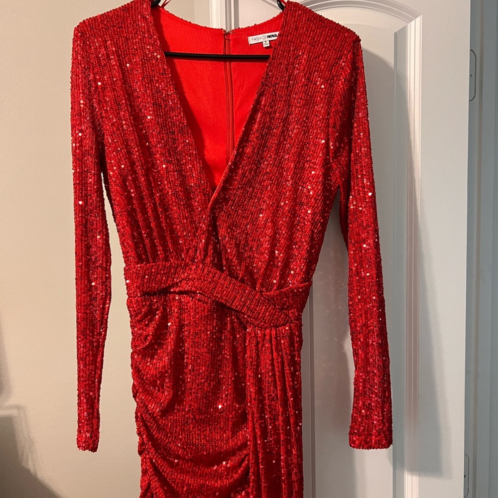Red sequin Mini dress